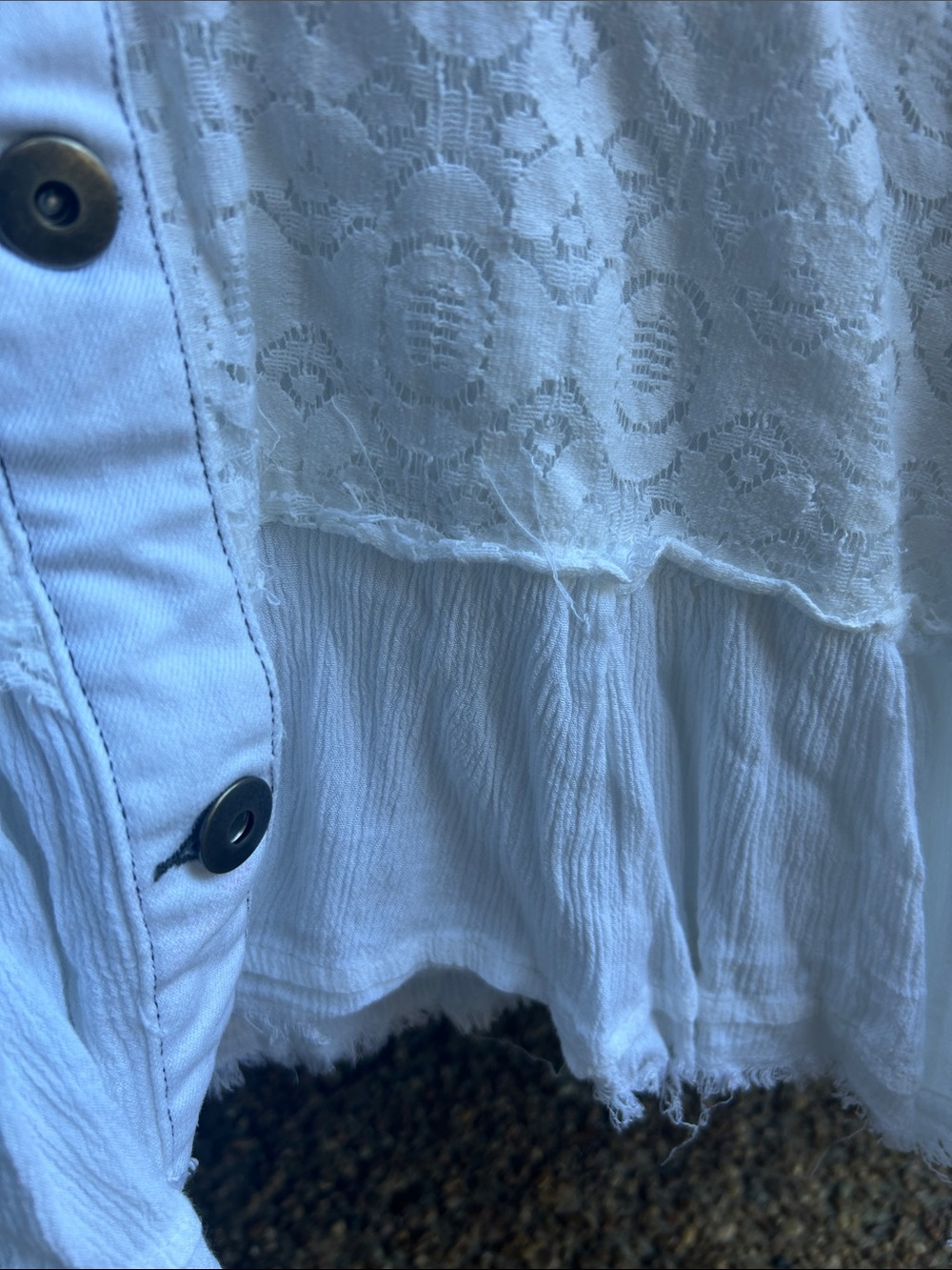 Chelsea & Theodore White Lace-Detail Jean Jacket - Picture 5 of 6